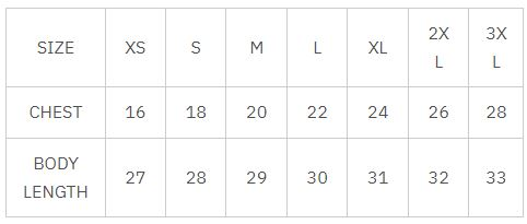 Size Chart - Shop Adult Premium T-Shirt